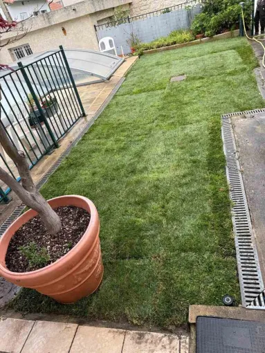 Installation de gazon en rouleau sur la terrasse d'une maison à Montpellier, Montpellier, Bruno entretient vos jardins